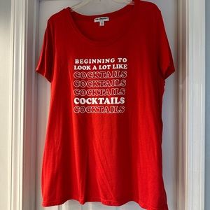 “It’s beginning to look a lot like cocktails” red t shirt size 3 X